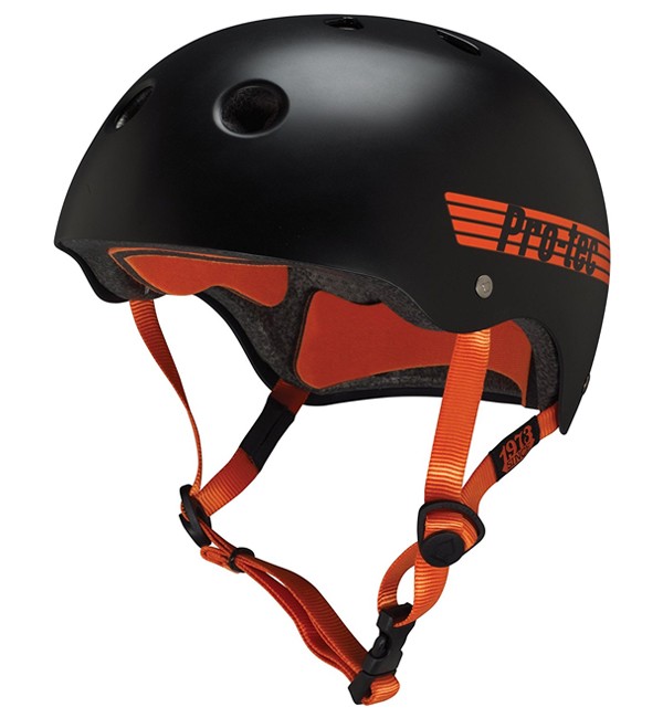 PRO-TEC Classic BUCKY SKATE HELMET BLACK/ORANGE