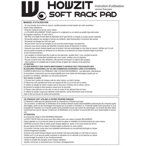 Howzit SOFT RACK PAD - 29" / 74 CM ( PAIRE )