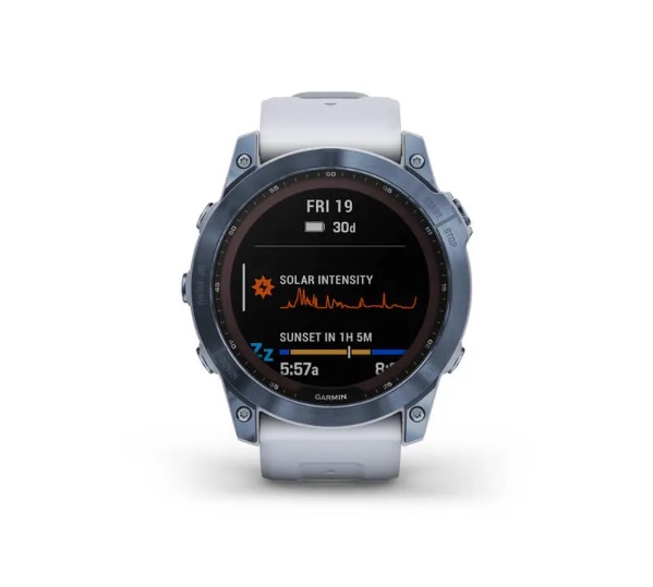 Garmin Fenix 7X - Sapphire Solar Edition Mineral Blue Titanium with Whitestone Band