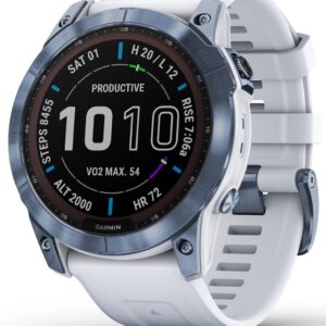 Garmin Fenix 7X - Sapphire Solar Edition Mineral Blue Titanium with Whitestone Band