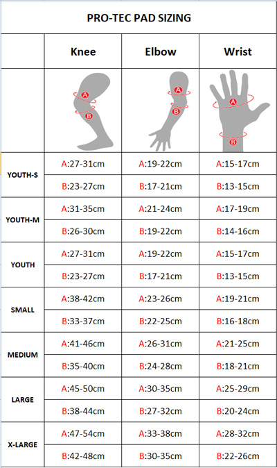 таблица размеров_7 Pro-Tec Street Knee / Elbow Combo Adult Pack Black M