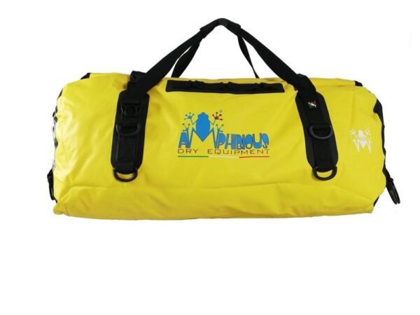 Amphibious cargo dry bag Yellow 120L carried with shoulder strap