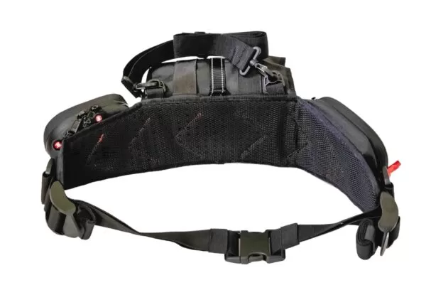 Inside view of OFF-WAIST bag with wrenches, screwdrivers, and tool organizer
