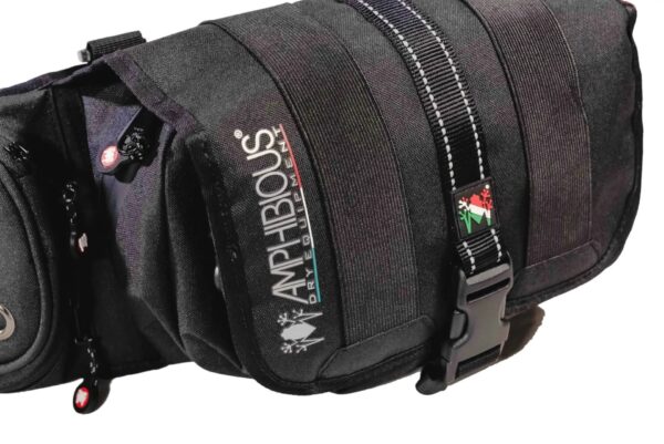 Reflective details on Amphibious OFF-WAIST bag for 360-degree visibility