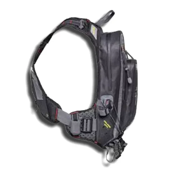 Outdoor adventurer using Amphibious Interceptor waterproof backpack on trails