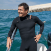 Saint Jacques chest zip 3/2mm limestone wetsuit