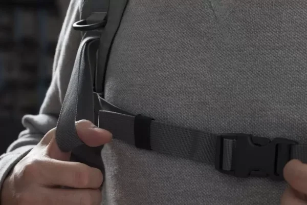 Waterproof Overland Pro Backpack with adjustable chest and waist straps for stability.