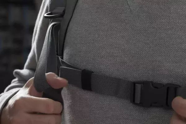 Waterproof Overland Pro Backpack with adjustable chest and waist straps for stability.
